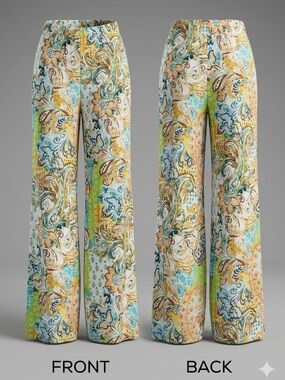 🌿VTG Y2K Chico’s Paisley Palazzo Pull-On Pants Boho Resort Wide Leg S1 8867-8🌿
